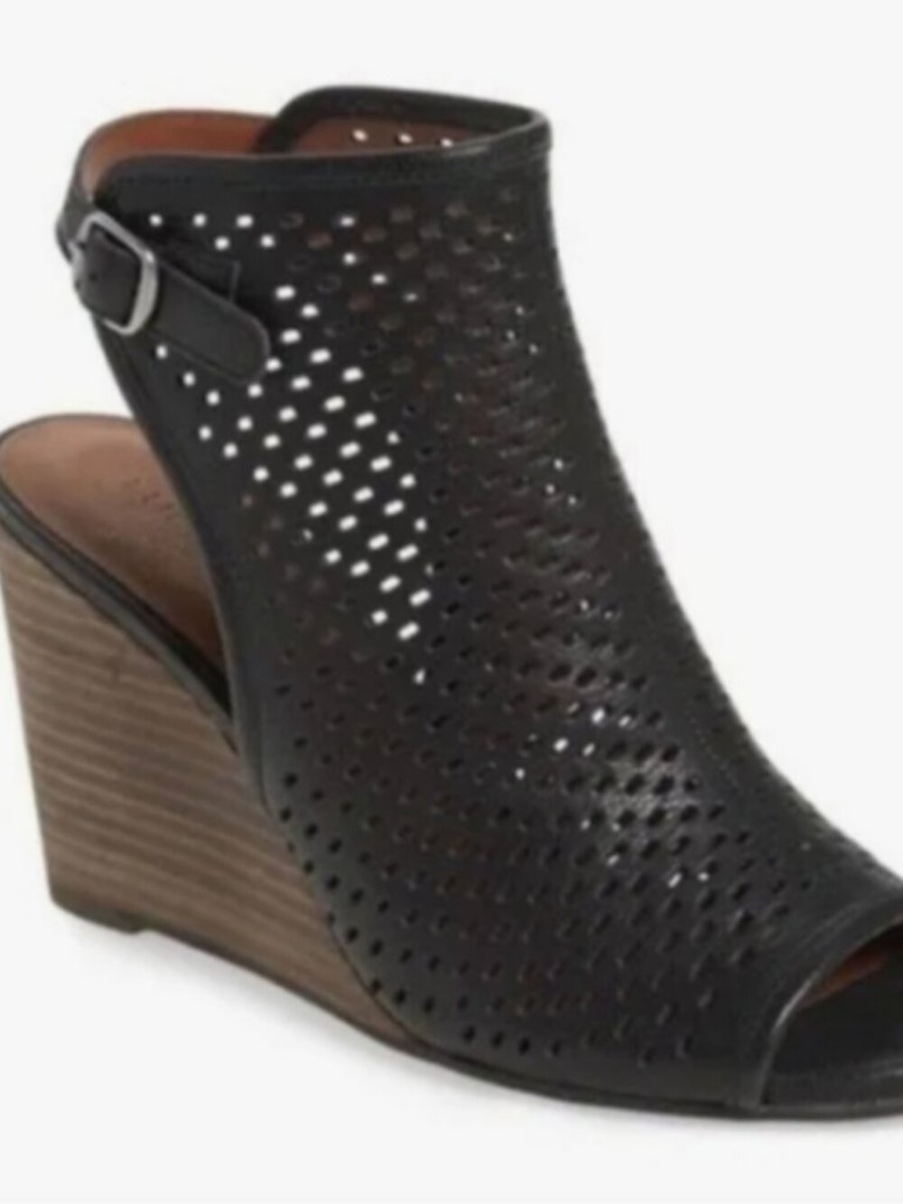 Lucky brand women leather sandals rozina cutout wedge perforated 9M vacation Y2K